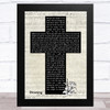Chris Young Drowning Music Script Christian Memorial Cross Song Lyric Music Art Print