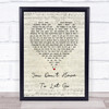 Jessica Simpson You Don't Have To Let Go Script Heart Song Lyric Print