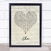 Charles Aznavour She Script Heart Song Lyric Print