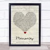 Maroon 5 Memories Script Heart Song Lyric Quote Music Print