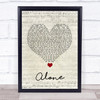 Jessie Ware Alone Script Heart Song Lyric Quote Music Print