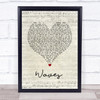Dean Lewis Waves Script Heart Song Lyric Quote Music Print