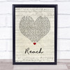 S Club 7 Reach Script Heart Song Lyric Quote Music Print