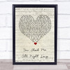 AC DC You Shook Me All Night Long Script Heart Song Lyric Wall Art Print