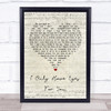 Art Garfunkel I Only Have Eyes For You Script Heart Song Lyric Wall Art Print