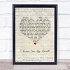 Eva Cassidy I Know You By Heart Script Heart Song Lyric Wall Art Print