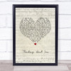 Dua Lipa Thinking 'Bout You Script Heart Song Lyric Wall Art Print
