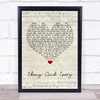 Paul McCartney Ebony And Ivory Script Heart Song Lyric Wall Art Print