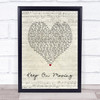 5ive Keep On Moving Script Heart Song Lyric Wall Art Print