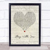 Tarrus Riley Stay With You Script Heart Song Lyric Wall Art Print