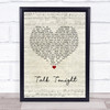Oasis Talk Tonight Script Heart Song Lyric Wall Art Print