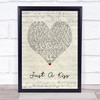 Lady Antebellum Just A Kiss Script Heart Song Lyric Wall Art Print