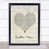 Elvis Presley Guitar Man Script Heart Song Lyric Wall Art Print
