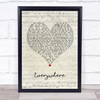 Michelle Branch Everywhere Script Heart Song Lyric Wall Art Print