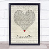 Tinie Tempah Invincible Script Heart Song Lyric Wall Art Print
