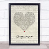 Oasis Acquiesce Script Heart Song Lyric Wall Art Print