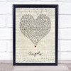 Avenged Sevenfold Angels Script Heart Song Lyric Wall Art Print