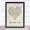 Deacon Blue Chocolate Girl Script Heart Song Lyric Print