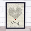Depeche Mode Wrong Script Heart Song Lyric Wall Art Print