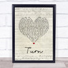 The Wombats Turn Script Heart Song Lyric Wall Art Print