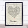 Gabrielle Dreams Script Heart Song Lyric Quote Print