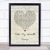 Berlin Take My Breath Away Script Heart Song Lyric Quote Print