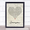 Regina Spektor Samson Script Heart Song Lyric Quote Print