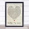 Goodbye My Lover James Blunt Script Heart Quote Song Lyric Print