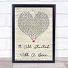 Frankie Ballard It All Started With A Beer Script Heart Song Lyric Quote Print