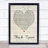Celine Dione Think Twice Script Heart Song Lyric Quote Print