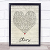 Simply Red Stars Script Heart Song Lyric Quote Print