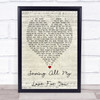 Whitney Houston Saving All My Love For You Script Heart Song Lyric Quote Print