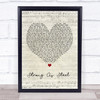 Five Star Strong As Steel Script Heart Song Lyric Print