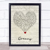 The Cranberries Dreams Script Heart Song Lyric Print