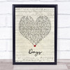 The Kinks Days Script Heart Song Lyric Print