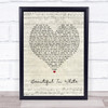 Westlife Beautiful In White Script Heart Song Lyric Print