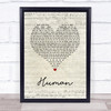 Jon McLaughlin Human Script Heart Song Lyric Print