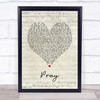 Take That Pray Script Heart Song Lyric Print