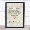 Coldplay Don't Panic Script Heart Song Lyric Print