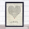 Jessie J L.O.V.E. Script Heart Song Lyric Print