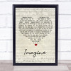 John Lennon Imagine Script Heart Song Lyric Print