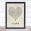 Kasabian Wasted Script Heart Song Lyric Print