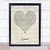 Keyshia Cole Love Script Heart Song Lyric Print