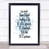 Never Regret Inspirational Quote Print Blue Watercolour Poster