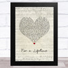 Ryann Darling For a Lifetime Script Heart Song Lyric Music Art Print