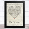 Joshua Radin My My Love Script Heart Song Lyric Music Art Print