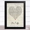 Black Sabbath N.I.B. Script Heart Song Lyric Music Art Print
