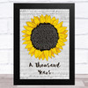 Christina Perri A Thousand Years Grey Script Sunflower Song Lyric Music Art Print