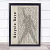 Queen Bicycle Race Freddie Mercury Shadow Song Lyric Quote Print