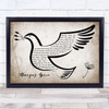 Hymn Amazing Grace Vintage Dove Bird Song Lyric Print